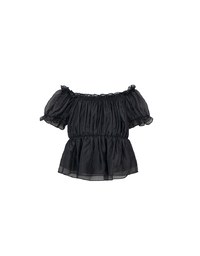 Off Shoulder Sheer Ruffle Chiffon Padded Top