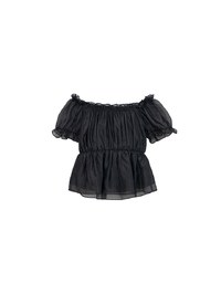 Off Shoulder Sheer Ruffle Chiffon Padded Top