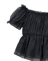 Off Shoulder Sheer Ruffle Chiffon Padded Top