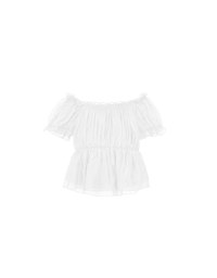 Off Shoulder Sheer Ruffle Chiffon Padded Top