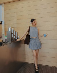 Washed Jeans Denim Sleeveless Cropped Vest Top