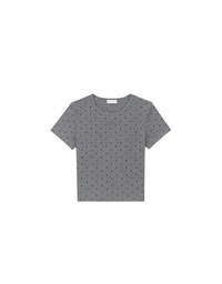 Classic Polka Dot Round Neck Fitted Knit Tee