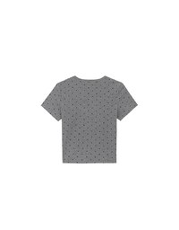 Classic Polka Dot Round Neck Fitted Knit Tee