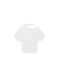 Mock Neck Asymmetric One Shoulder Knit Top with Detachable Pearl Neck Strap
