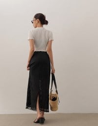Crochet Inspired Sheer Knit Maxi Skirt