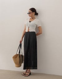Crochet Inspired Sheer Knit Maxi Skirt