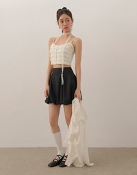 High Waist Bubble Silhouette Mini Skirt
