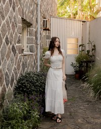 Flowy Polka Dot Tiered Maxi Skirt