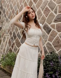 Flowy Polka Dot Tiered Maxi Skirt