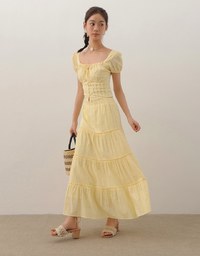 Flowy Polka Dot Tiered Maxi Skirt
