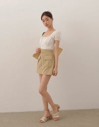 Front Zip Up A LineMini Skirt with Cargo Inspired Flap Pockets