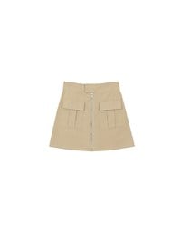 Front Zip Up A LineMini Skirt with Cargo Inspired Flap Pockets