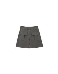 Front Zip Up A LineMini Skirt with Cargo Inspired Flap Pockets