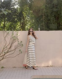 Striped Knit Maxi Skirt with Ruffled Hem