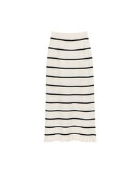 Striped Knit Maxi Skirt with Ruffled Hem