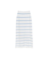Striped Knit Maxi Skirt with Ruffled Hem