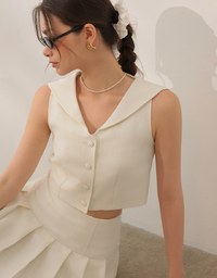 High Waist A Line Tailored Pleated Mini Skirt