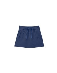 Drawstring Low Waist Cotton Mini Skirt with Side Pockets