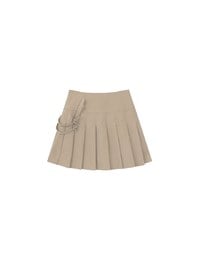 High Waist Pleated A Line Mini Skirt with Double Side Buckle