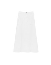 Raw Hem High Waist Front Pocket A Line Cargo Maxi Skirt