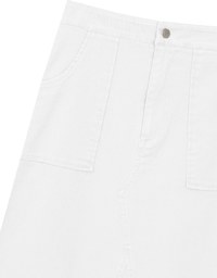 Raw Hem High Waist Front Pocket A Line Cargo Maxi Skirt