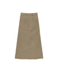 Raw Hem High Waist Front Pocket A Line Cargo Maxi Skirt