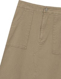 Raw Hem High Waist Front Pocket A Line Cargo Maxi Skirt