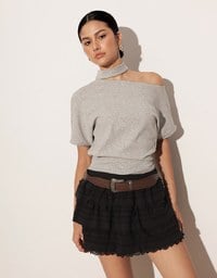 Layered Lace Trim Tiered Mini Skirt
