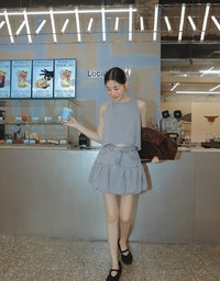 Washed Jeans Denim Gathered Bubble Mini Skirt