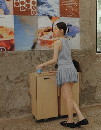 Washed Jeans Denim Gathered Bubble Mini Skirt