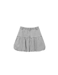 Washed Jeans Denim Gathered Bubble Mini Skirt