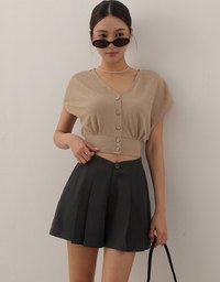 High Waist Pleated A Line Shorts