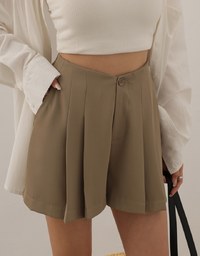 High Waist Pleated A Line Shorts
