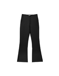 Minimal High Waist Flare Pants with Front Side Slit Detail