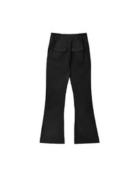 Minimal High Waist Flare Pants with Front Side Slit Detail