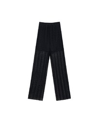 Sheer Lace Straight Leg Overlay Pants with Inner Shorts