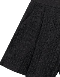 Lace Crochet Inspired Knit Pleated Short