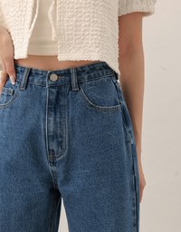 Asymmetric Ripped Frayed Hem Slim Fit Straight Leg Jeans Denim Pants