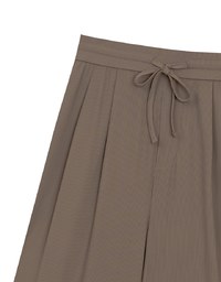 Cooling Fabric Front Pleated Wide Leg Pants with Drawstring Detail