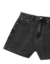 High Waist Washed Jeans Denim Shorts with Pocket Details