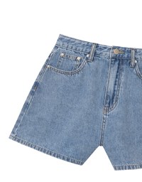 High Waist Washed Jeans Denim Shorts with Pocket Details