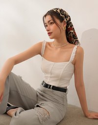 ダメージ加工ワイドデニム(ベルト付き)