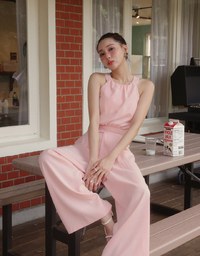Textured Check High Waist Wide Leg Pleated Trousers