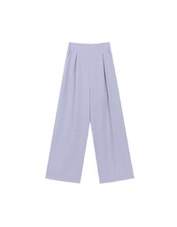Straight Cut Pleated Tailored Wide Leg Long Trousers