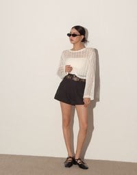 High Waist Hidden Closure Tailored Fit A Line Shorts