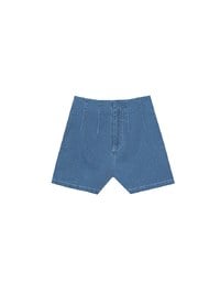 High Waist Clean Cut Jeans Denim Shorts with Front Seam Detail