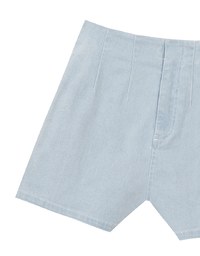 High Waist Clean Cut Jeans Denim Shorts with Front Seam Detail