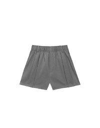 Pleated Front Elastic Waist Tailored Shorts