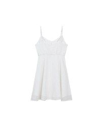 Textured Dot Weave Flare Mini Dress with Spaghetti Straps