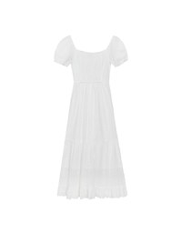Embroidered Ditsy Floral Maxi Dress with Puff Sleeves and Ruffled Hem
